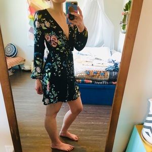 UO Urban Renewal Faux Wrap Tie Waist Dress